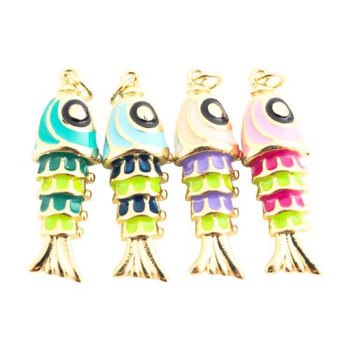 Messing Anhänger, Fisch, goldfarben plattiert, DIY & Emaille, keine, 30x10x12mm, verkauft von PC