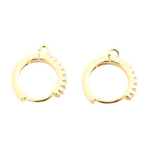 Brass Lever Back Earring Component, DIY & micro pave cubic zirconia, golden, 15x14x2mm, Sold By Pair