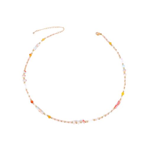 Natural Gemstone Necklace, 304 Stainless Steel, with Natural Stone & Plastic Pearl & Tibetan Style, plated, fashion jewelry & for woman, multi-colored, Sold By PC