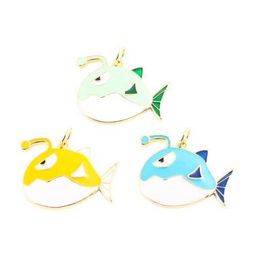 Messing Anhänger, Fisch, goldfarben plattiert, DIY & Emaille, keine, 17x22x3mm, verkauft von PC