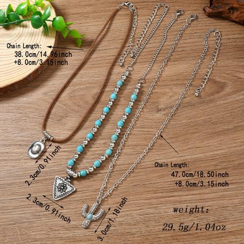 Tibetan Style Necklace, with turquoise & Velveteen, handmade, fashion jewelry & different styles for choice & for woman, Sold By Set