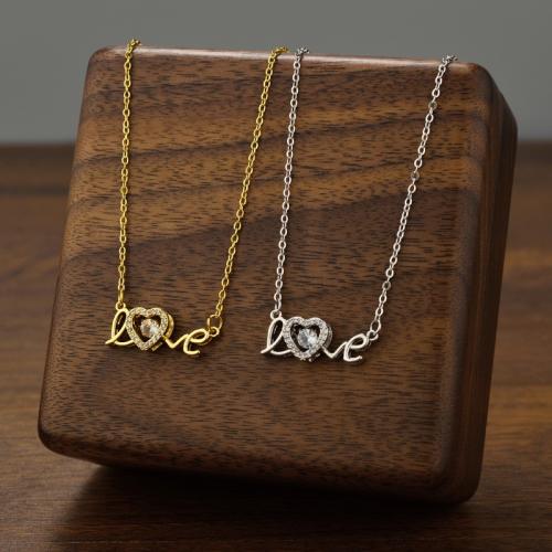 Collar de Acero Titanio, Partículas de acero, con cúbica circonia, chapado, Joyería & para mujer, más colores para la opción, Vendido por UD
