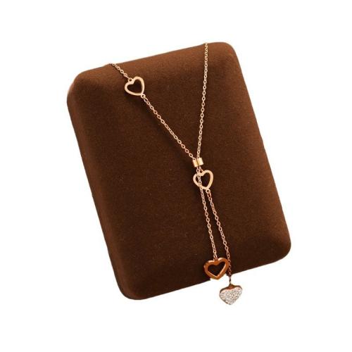 Collier d'acier titane, avec zircon cubique, Placage, bijoux de mode & pour femme, plus de couleurs à choisir, Vendu par PC