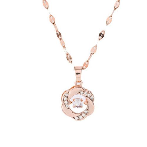 Collier d'acier titane, avec zircon cubique, Placage, bijoux de mode & pour femme, plus de couleurs à choisir, Longueur:Environ 41 cm, Vendu par PC