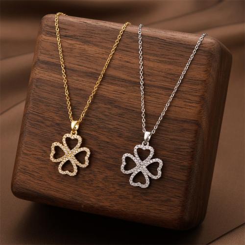 Collier d'acier titane, avec zircon cubique, Placage, bijoux de mode & pour femme, plus de couleurs à choisir, Vendu par PC