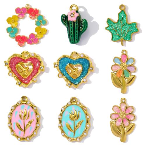 304 Stainless Steel Pendant, with ABS Plastic Pearl, plated, DIY, more colors for choice, 3PCs/Bag, Sold By Bag