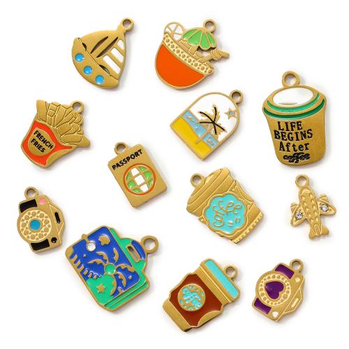 Stainless Steel Pendants, 304 Stainless Steel, plated, DIY & enamel & with rhinestone, more colors for choice, 3PCs/Bag, Sold By Bag