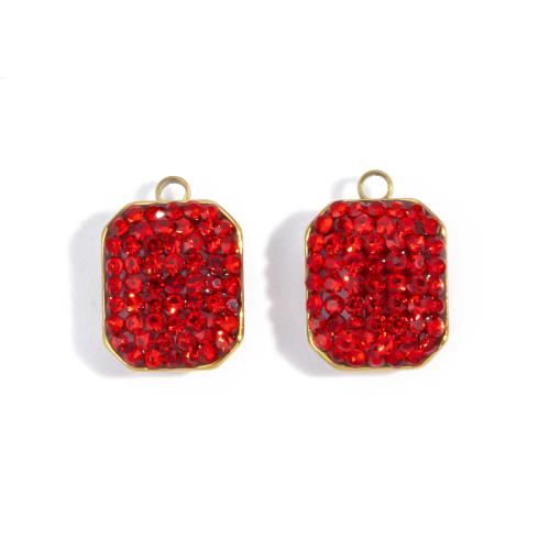 Stainless Steel Pendants, 304 Stainless Steel, plated, DIY & with rhinestone, more colors for choice, 100PCs/Bag, Sold By Bag