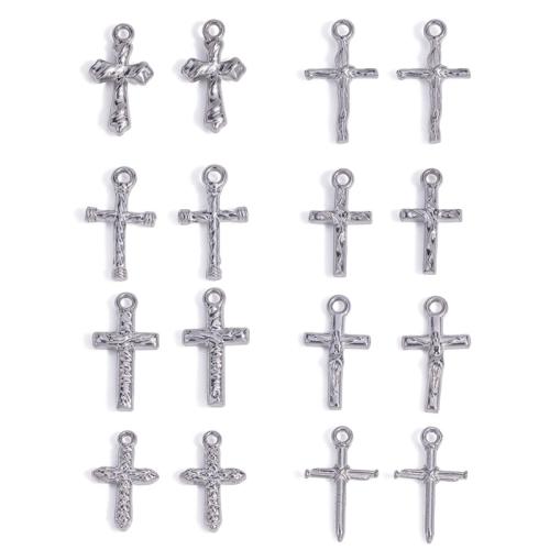 Stainless Steel Cross Pendants, 304 Stainless Steel, plated, DIY, silver color, 100PCs/Bag, Sold By Bag