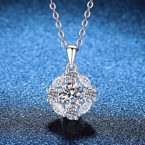 925 Sterling Silver Necklace, with 2inch extender chain, Rose, platinum plated, cross chain & different materials for choice & for woman, Length:Approx 15.7 Inch, Sold By PC