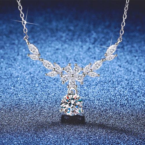 925 Sterling Silver Necklace, with 2inch extender chain, platinum plated, different materials for choice & for woman, Length:Approx 15.7 Inch, Sold By PC