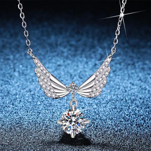 925er Sterling Silber Halskette, mit Verlängerungskettchen von 2inch, Engel, Flügel,, platiniert, verschiedenen Materialien für die Wahl & für Frau, Länge:ca. 15.7 ZollInch, verkauft von PC