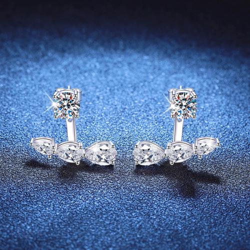 925 Sterling Silver Stud Earring, platinum plated, different materials for choice & for woman, 16x17mm, Sold By Pair