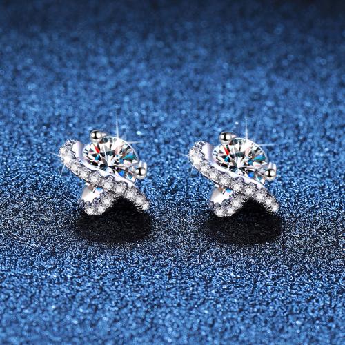 925 Sterling Silver Stud Earring, platinum plated, different materials for choice & for woman, Sold By Pair