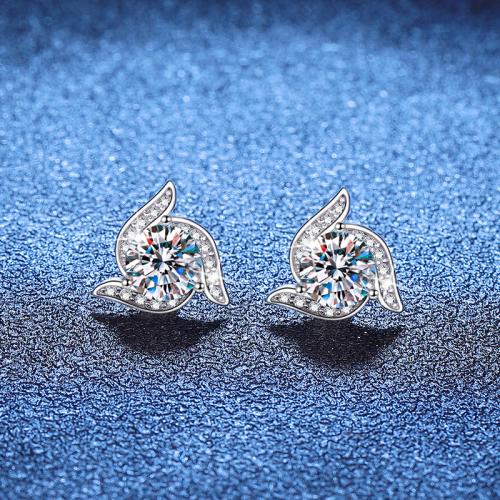 925 Sterling Silver Stud Earring, Pinwheel, platinum plated, different materials for choice & for woman, 11x11mm, Sold By Pair