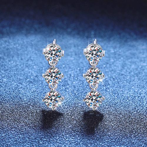 925 Sterling Silver Drop Earring, platinum plated, different materials for choice & for woman, 7x20mm, Sold By Pair