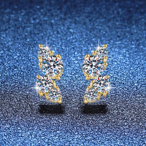 925 Sterling Silver Stud Earring, gold color plated, different materials for choice & for woman, Sold By Pair