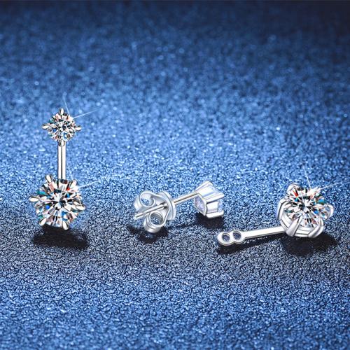 925 Sterling Silver Stud Earring, platinum plated, different materials for choice & for woman, Sold By Pair