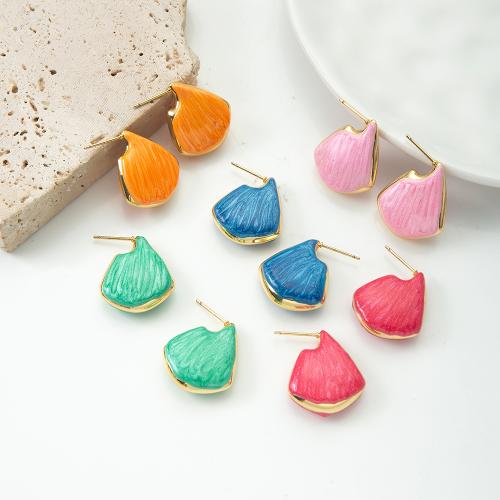 Brass Stud Earring, plated, fashion jewelry & enamel, more colors for choice, nickel, lead & cadmium free, 30x7.80x24.30mm, Sold By Pair