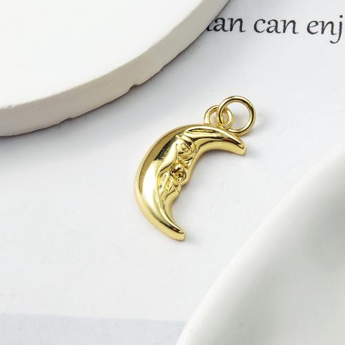 Brass Jewelry Pendants, Moon, plated, fashion jewelry, golden, nickel, lead & cadmium free, 10.30x3.30x20.50mm, Sold By PC