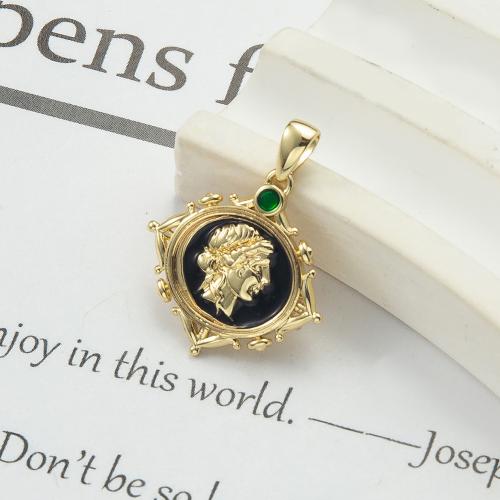 Brass Jewelry Pendants, with Gemstone, plated, fashion jewelry & enamel, more colors for choice, nickel, lead & cadmium free, 18.30x3.50x23.30mm, Sold By PC