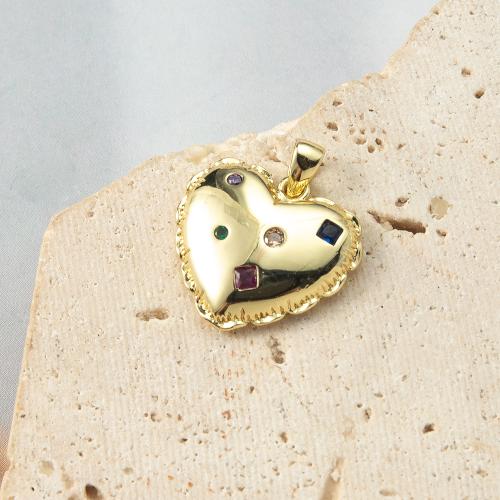 Cubic Zirconia Micro Pave Brass Pendant, Heart, plated, fashion jewelry & micro pave cubic zirconia, more colors for choice, nickel, lead & cadmium free, 17.80x3.96x21mm, Sold By PC