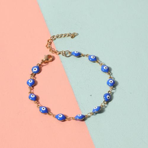 Sistema de la joyería de mal de ojo, acero inoxidable 304, longitud diferente para la opción & unisexo & esmalte, más colores para la opción, Vendido por UD