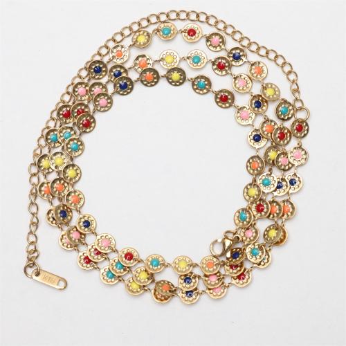 Decorative Belt, 316L Stainless Steel, Vacuum Ion Plating, different styles for choice & for woman & enamel, more colors for choice, Length:70 cm, Sold By PC