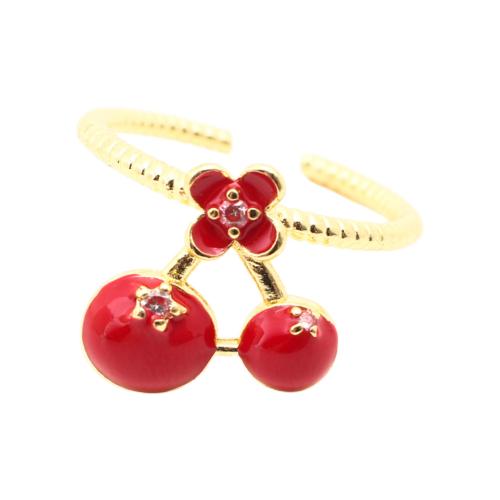 Circón cúbico anillo de latón, metal, micro arcilla de zirconia cúbica & para mujer & esmalte, dorado, 21x12x12mm, Vendido por UD