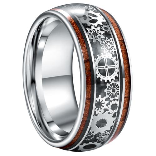 Tungsten Steel Ring for Men , with Wood, plated, fashion jewelry & different size for choice & for man, original color, wide:10mm, Sold By PC