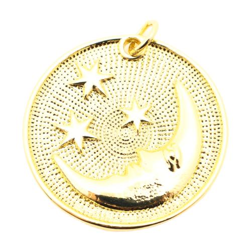 Brass Jewelry Pendants, Round, DIY, golden, 24x24x2mm, Sold By PC