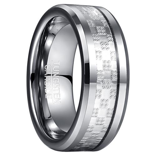 Tungsten Steel Ring for Men , with Carbon Fibre, plated, fashion jewelry & Unisex & different size for choice, original color, Sold By PC