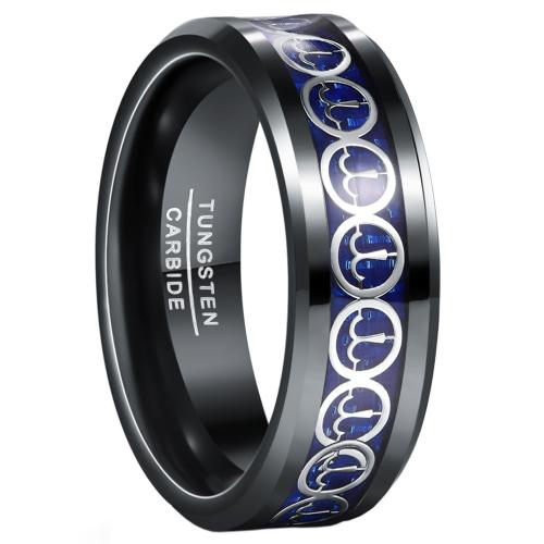 Tungsten Steel Ring for Men , with Carbon Fibre, plated, fashion jewelry & different size for choice & for man, black, wide:8mm, Sold By PC