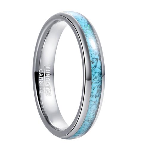 Tungsten Steel Ring for Men , with turquoise, plated, fashion jewelry & different size for choice & for man, original color, Sold By PC