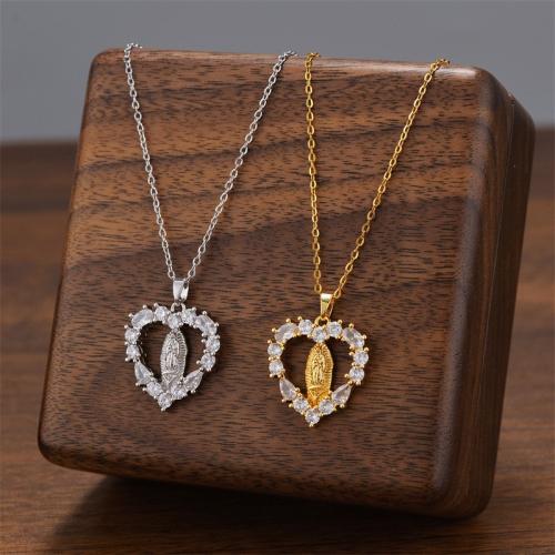 Titanium Steel Necklace, with Cubic Zirconia, plated, fashion jewelry & for woman, more colors for choice, Sold By PC