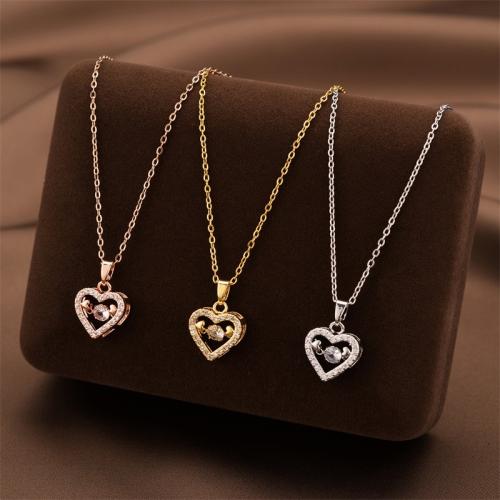 Titanium Steel Necklace, with Cubic Zirconia, plated, fashion jewelry & for woman, more colors for choice, Length:Approx 41 cm, Sold By PC
