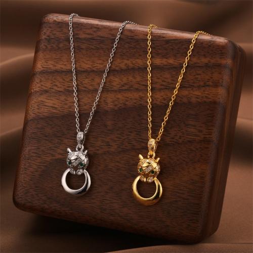 Titanium Steel Necklace, with Cubic Zirconia, plated, fashion jewelry & for woman, more colors for choice, Sold By PC