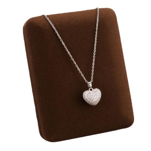 Titanium Steel Necklace, with Cubic Zirconia, plated, fashion jewelry & for woman, more colors for choice, Length:Approx 41 cm, Sold By PC