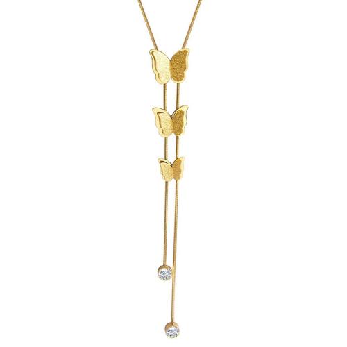 Titanium Steel Necklace, with Cubic Zirconia, plated, fashion jewelry & for woman, more colors for choice, Sold By PC