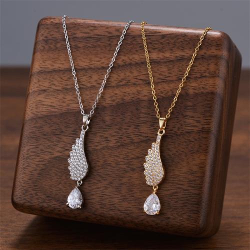 Titanium Steel Necklace, with Cubic Zirconia, plated, fashion jewelry & for woman, more colors for choice, Sold By PC