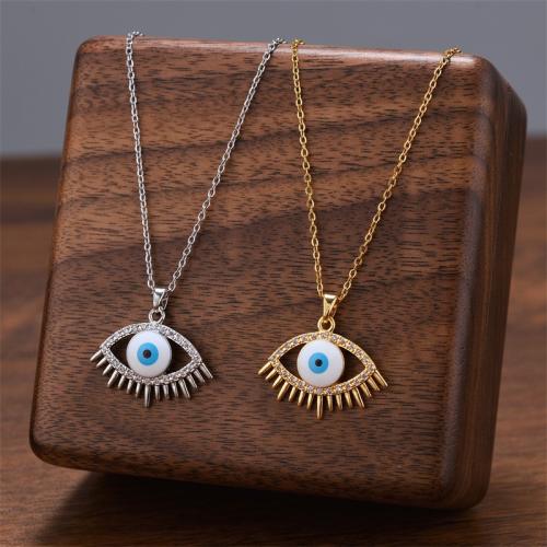 Titanium Steel Necklace, with Cubic Zirconia & Resin, plated, fashion jewelry & for woman, more colors for choice, Sold By PC