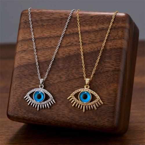 Titanium Steel Necklace, with Cubic Zirconia & Resin, plated, fashion jewelry & for woman, more colors for choice, Sold By PC