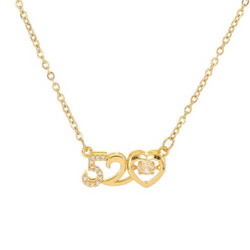 Titanium Steel Necklace, with Cubic Zirconia, plated, fashion jewelry & for woman, golden, Sold By PC