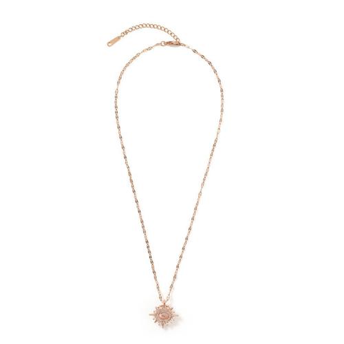 Titanium Steel Necklace, with Cubic Zirconia, plated, fashion jewelry & for woman, more colors for choice, Length:Approx 41 cm, Sold By PC
