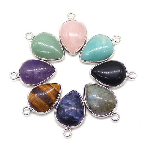Gemstone Pendants Jewelry, with Iron, DIY, more colors for choice, 14x22mm, Sold By PC