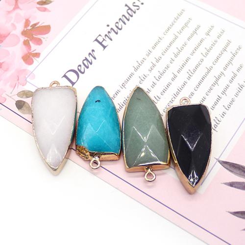 Gemstone Pendants Jewelry, with Brass, DIY, more colors for choice, 16x38mm, Sold By PC