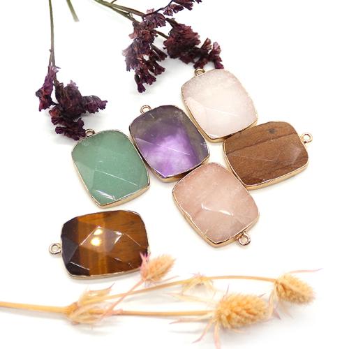 Colgantes de Gemas, Piedras preciosas, con metal, Rectángular, Bricolaje, más colores para la opción, 20x28mm, Vendido por UD