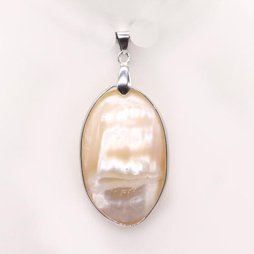 Shell Pendants, with Brass, DIY, white, 25x40mm, Sold By PC