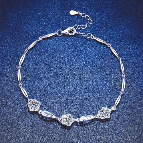 925 Sterling Silver Bracelet, with 1.2inch extender chain, platinum plated, different materials for choice & for woman, Length:Approx 6.3 Inch, Sold By PC