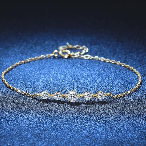 925 Sterling Silver Bracelet, with 1.2inch extender chain, gold color plated, different materials for choice & for woman, Length:Approx 6.3 Inch, Sold By PC